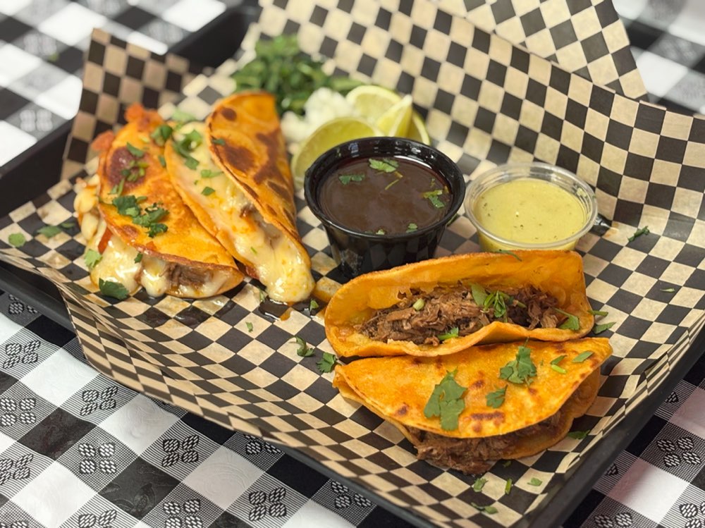 Mix tacos, half with Monterrey Jack cheese and half without