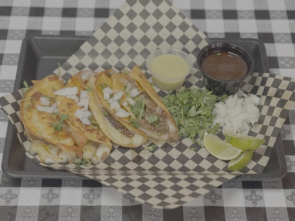 Crispy birria tacos with beef birria meat, no cheese